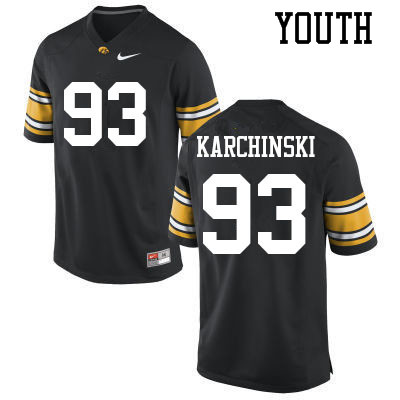 Youth #93 Jake Karchinski Iowa Hawkeyes College Football Jerseys Sale-Black - Click Image to Close